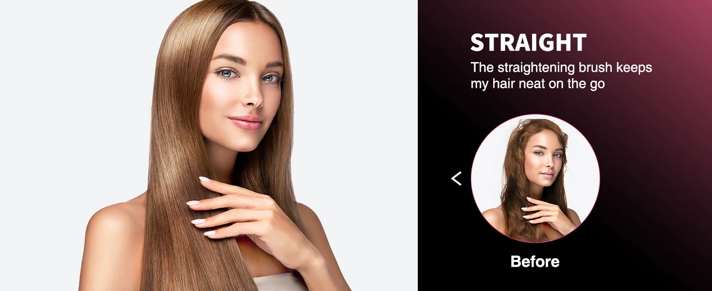 BOPCAL Cordless Hair Straightener Brush 10000mAh LED Display Negative Ions Hair Care Ceramic Electric Hot Heating Comb