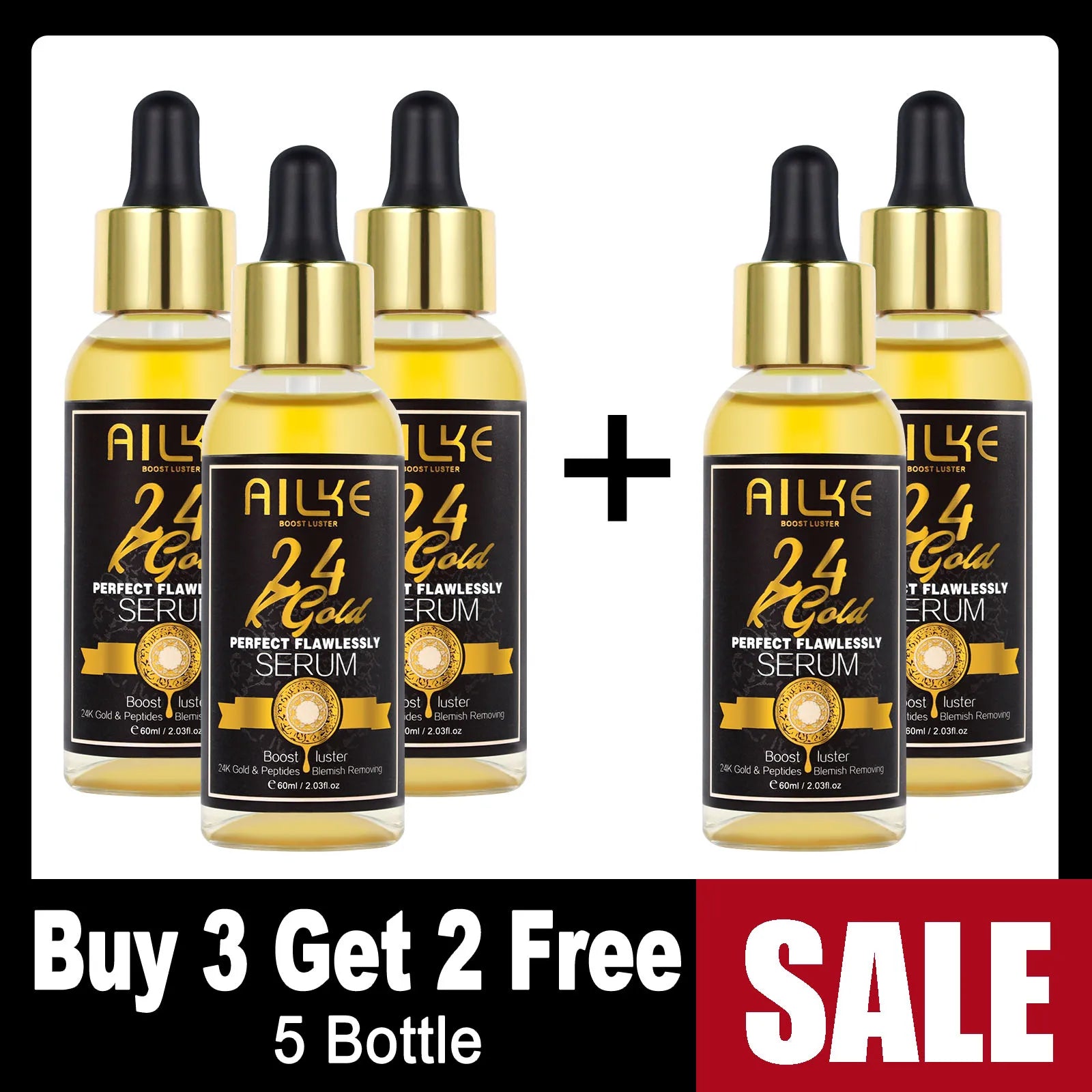 AILKE 24k Gold Flawlessly Body Oil, Natural Plant Oil For All Skin Type, Skin Moisturizer, Reduce Spots, Smoothing, Brightening
