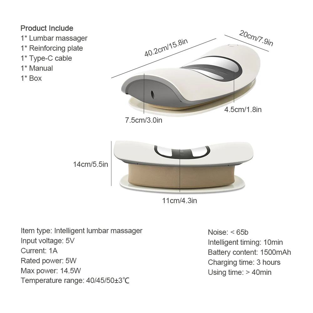Lumbar Traction Massager Waist Protcetion Electric Waist Massage Relax Cushion Ergonomically Designed Waist Support Pad