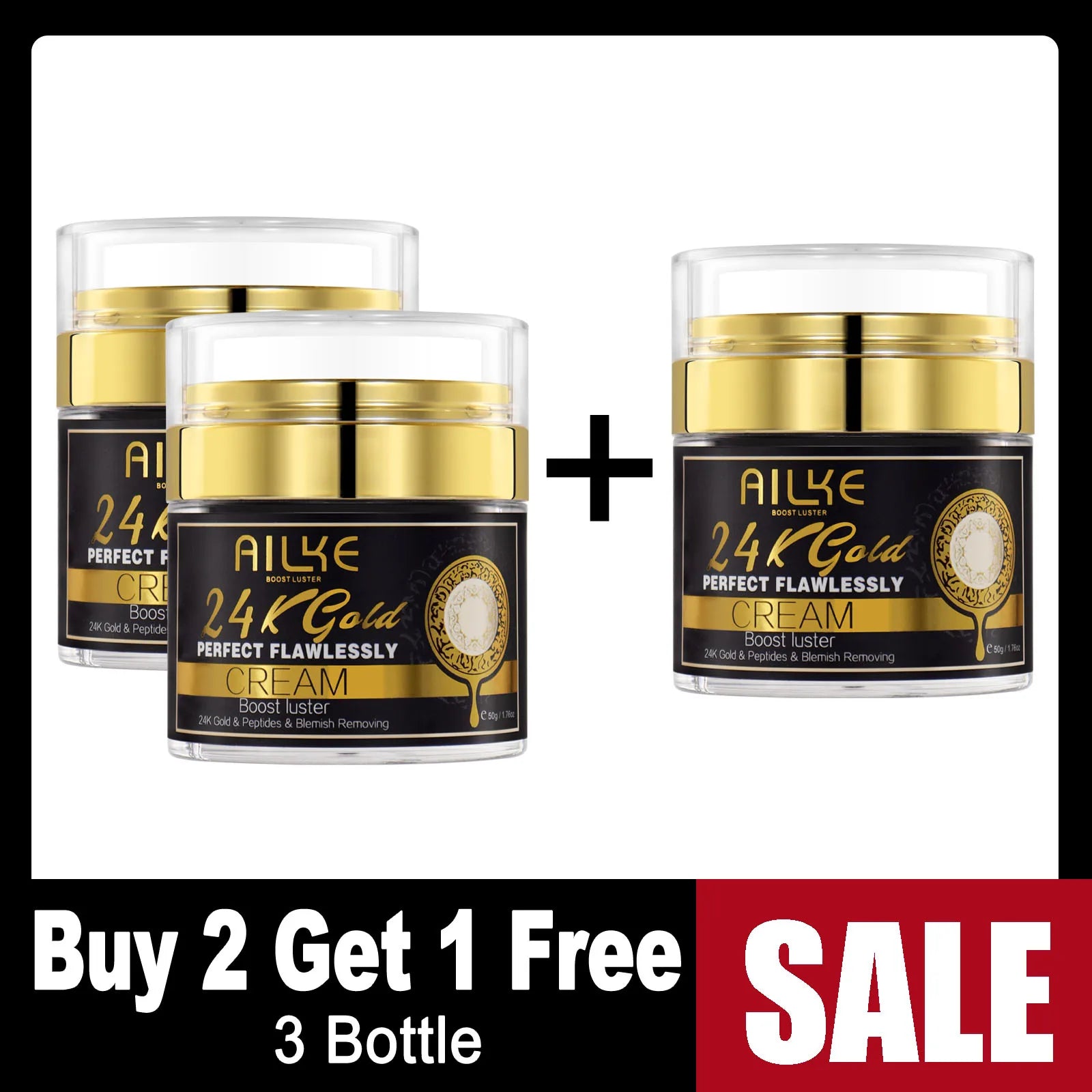 AILKE 24k Gold Flawlessly Body Oil, Natural Plant Oil For All Skin Type, Skin Moisturizer, Reduce Spots, Smoothing, Brightening