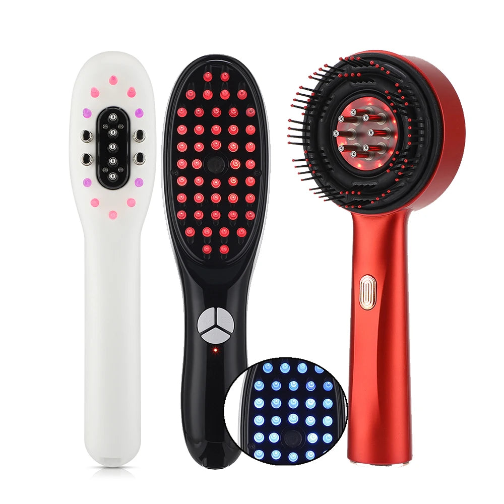 Electric Hair Massage Comb Vibration Microcurrent Scalp Massager Hair Growth Red Light Anti Hair Loss Receding Hairline Brush