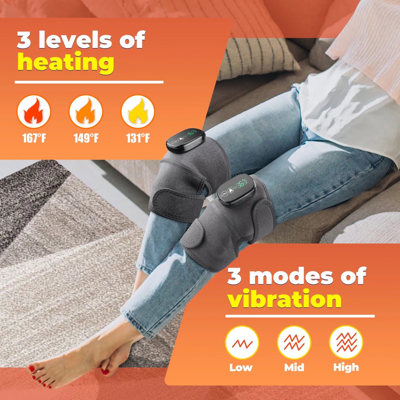 Shoulder Heating Pad With Massage 6 Adjustable Temperature HF Vibration Relax Muscle Brace Wireless Control for IOS/Android