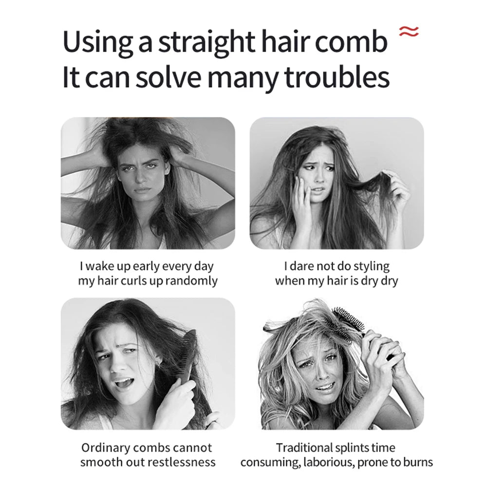 Hair Straightener Brush Anti-Scald Hair Straightener Comb for Women 20s Fast Heating Styling for Home Salon Cordless Hot Comb