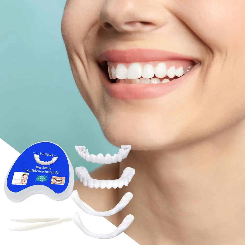 Silicone Upper/Lower Jaw Denture,Snap On Teeth Veneers Dentures, Teeth Whitening Fake Tooth Cover Snap On,Denture Fake Teeth