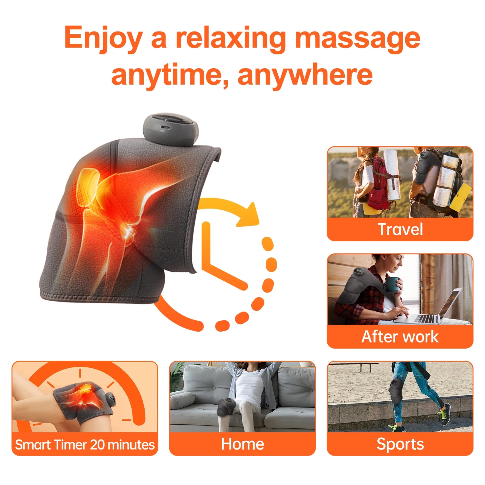 2PCS Cordless Knee Massager with Heat and Vibration for Knee Shoulder Elbow,Heated Knee Brace for Arthritis with Massage,Gifts