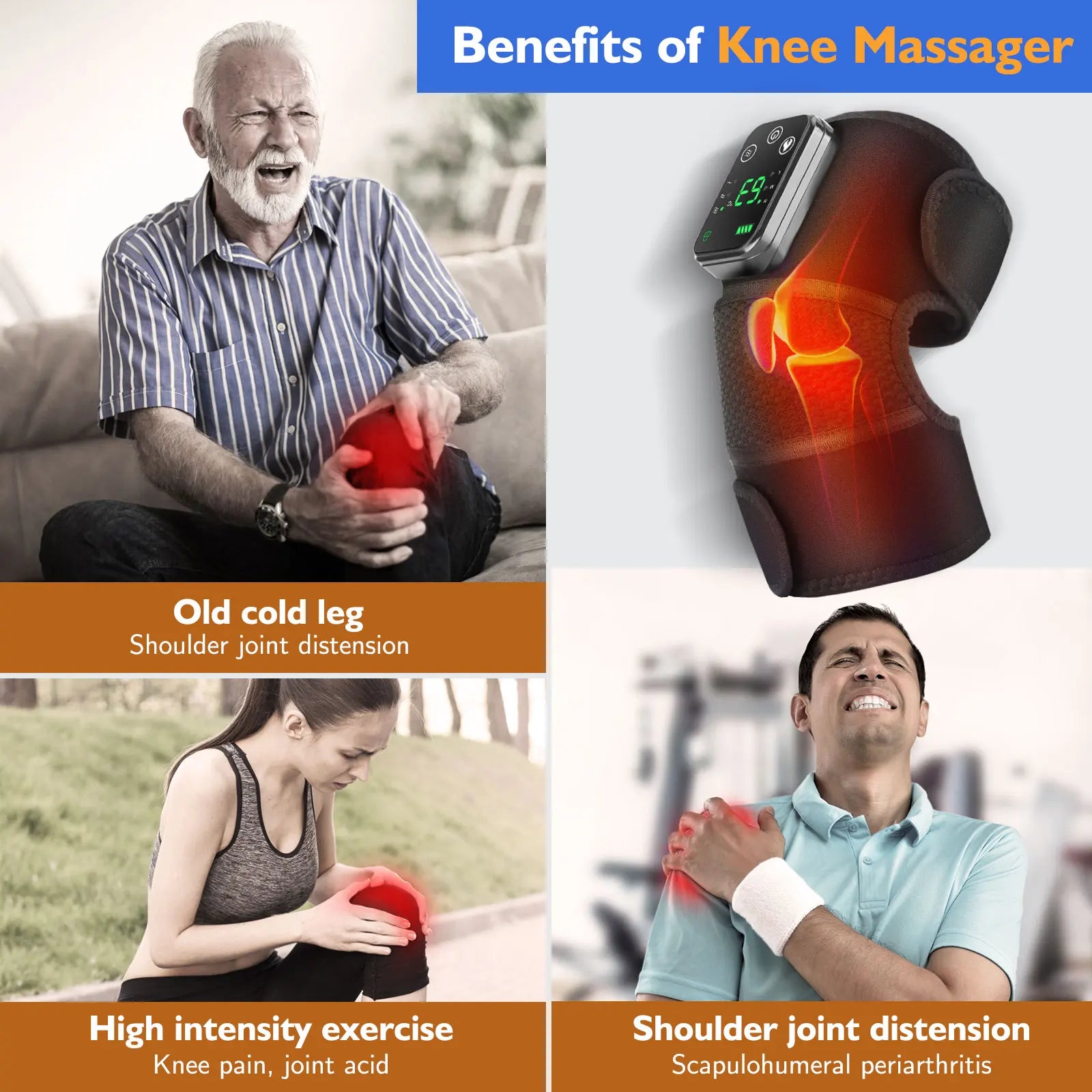 Electric Heating Vabration Shoulder Massage Brace Knee Shoulder Joint Fatigue Relief Vibration Massage Shoulder Elbow Brace