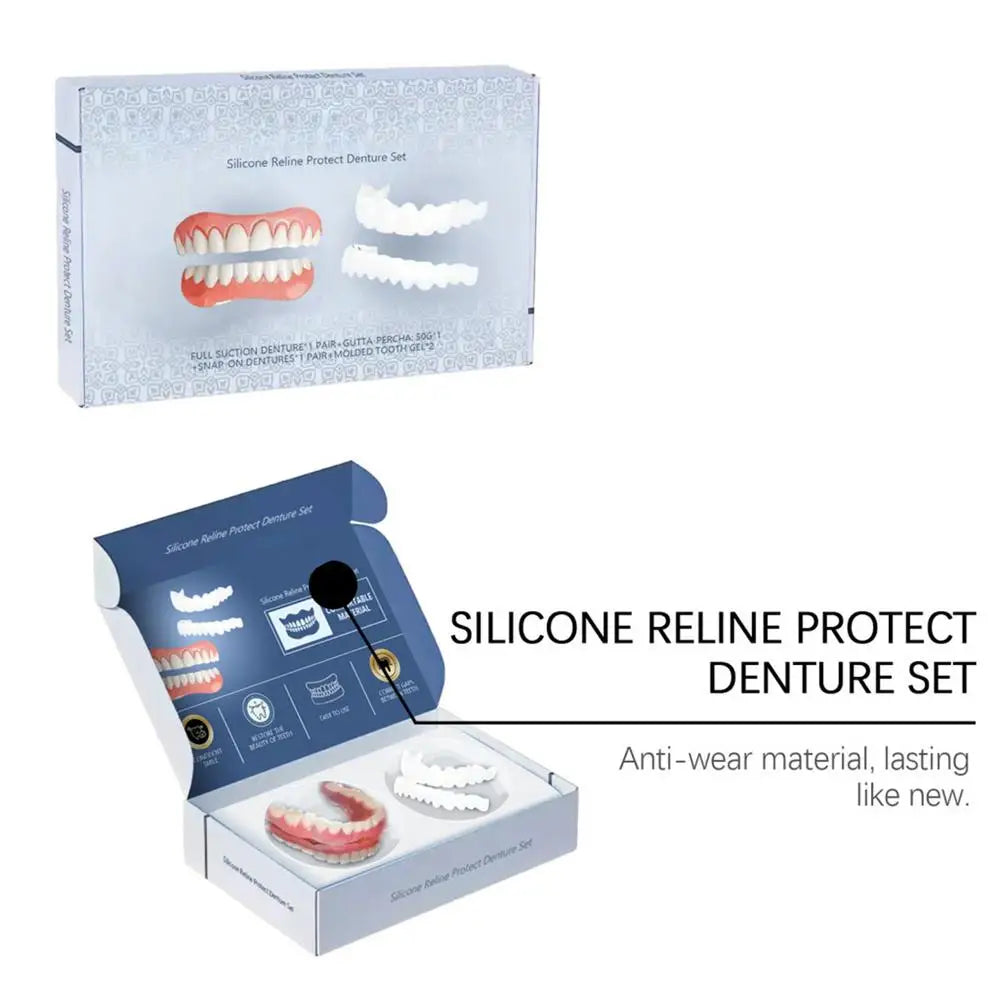 Denture Set False Teeth Top And Bottom Denture Solution Realistic False Teeth Professional Temporary Teeth Kit For Lovers