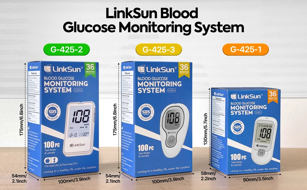 Blood Glucose Meter LinkSun G-425-3 Glucometer 50/100pcs Diabetes Tester Blood Sugar Monitor Digital Glucosemeter Complete Kit