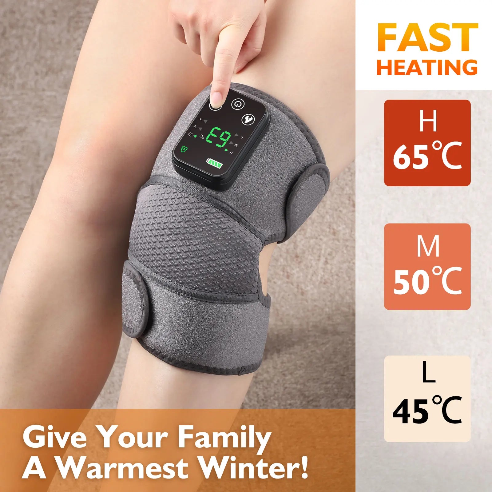 Rechargeable Electric Knee Massager 3-in1 Heated Vibration Pad for Joint Pain Relief Elbow Shoulder Arthritis Support Belt