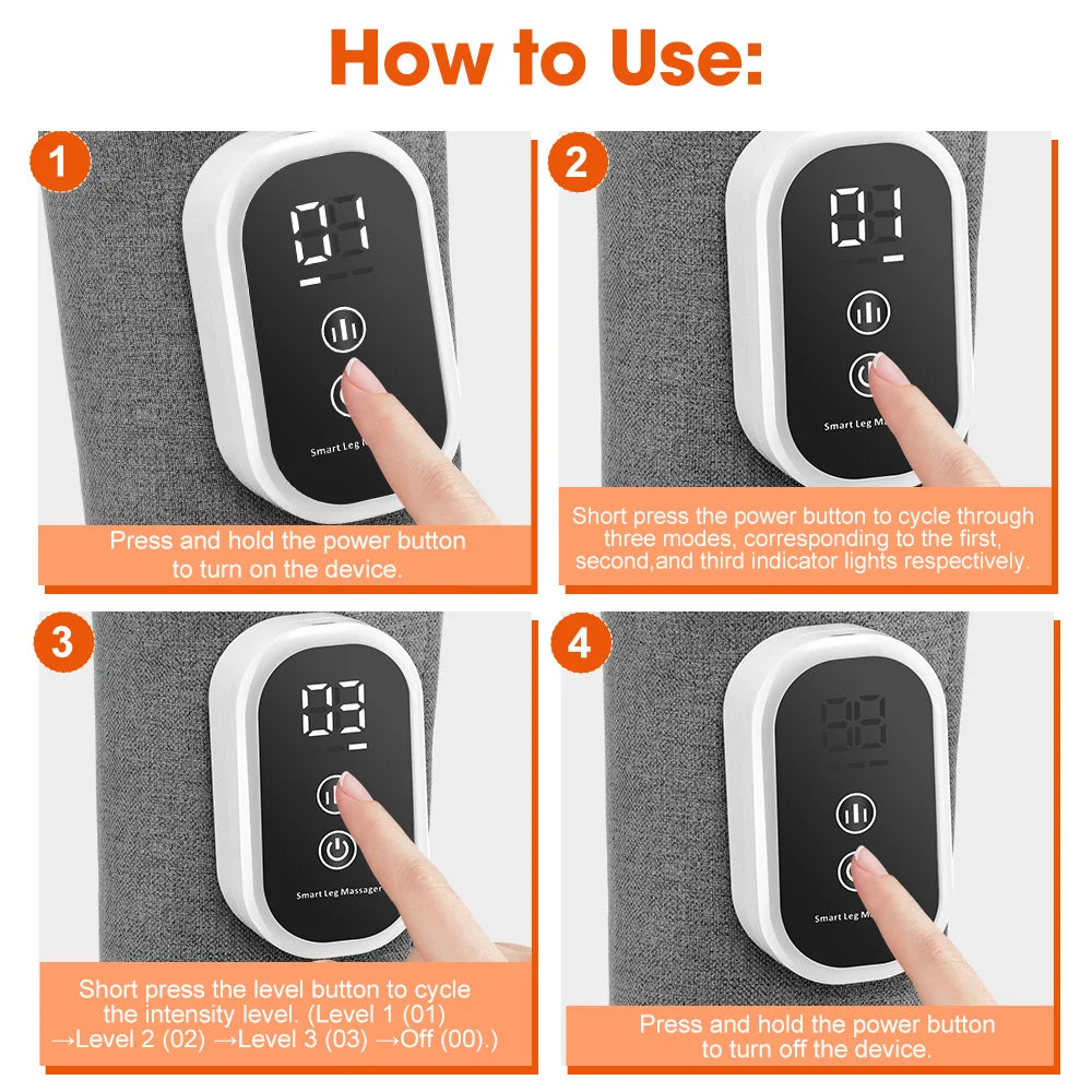 360° Full Cover Air Pressure Leg Massager 3 Modes Heating Compress Relax Muscles Relieve Fatigue Thigh Calf Keep Warm Device