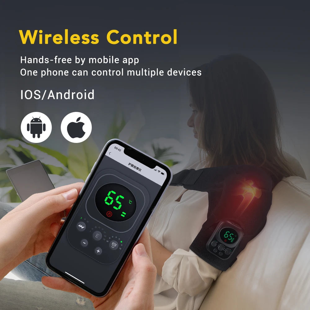 Shoulder Heating Pad With Massage 6 Adjustable Temperature HF Vibration Relax Muscle Brace Wireless Control for IOS/Android