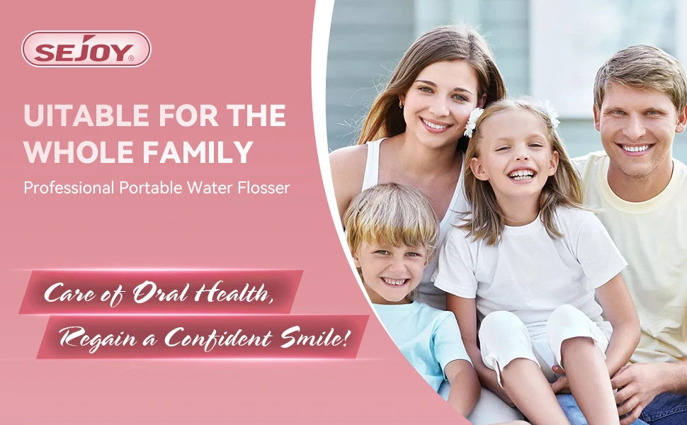 Sejoy Electric Oral Irrigator Water Flosser Portable Dental Water Flosser 6 Jets 5 Modes 350ml Tank Rechargeable Teeth Cleaner