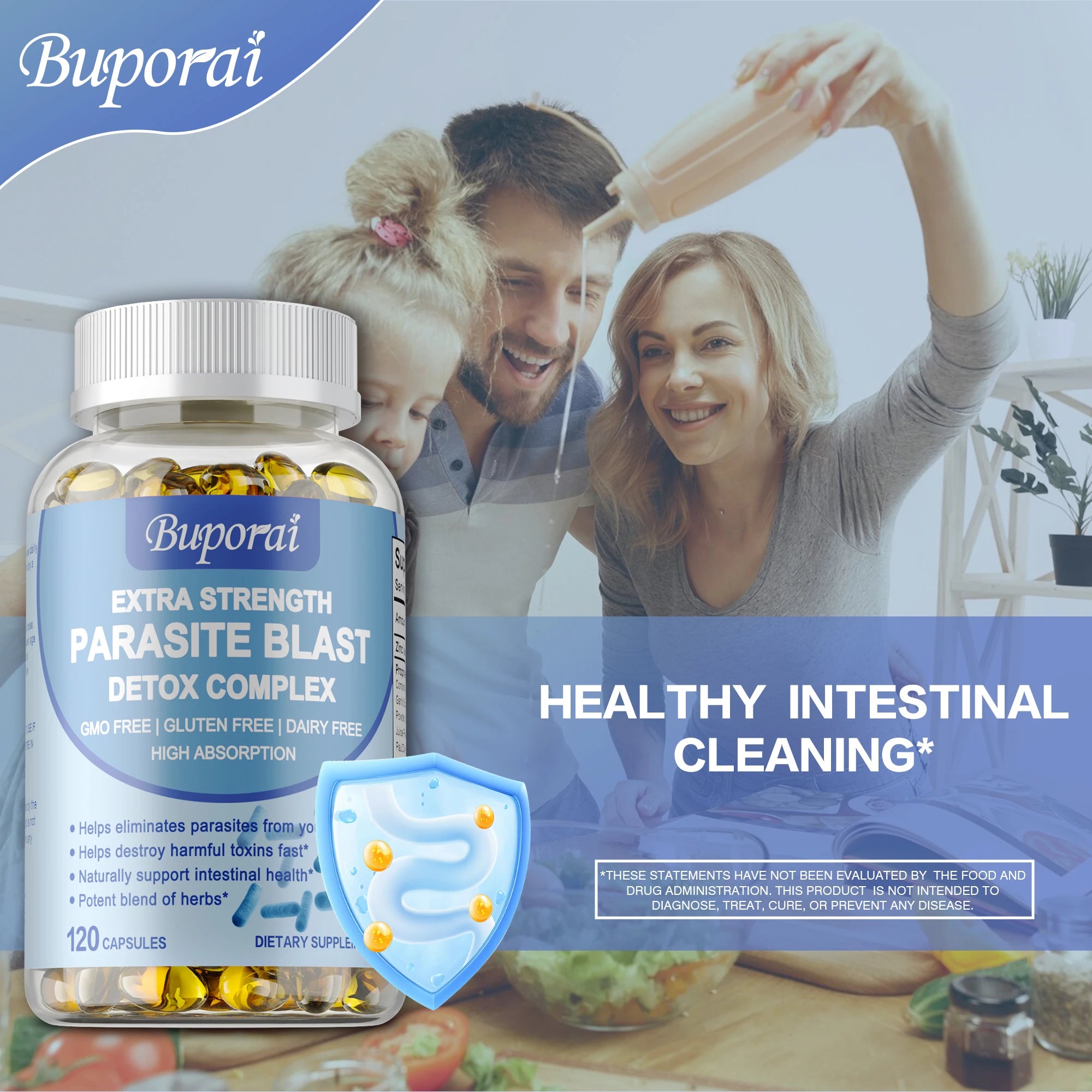Parasite Blast Detox Complex - Eliminate Parasites, Cleanse The Intestines, Improve Digestion - 120 Capsules