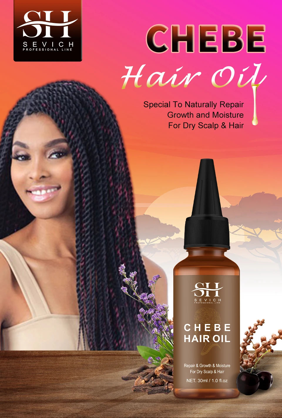 Africa Chad 100% Chebe Powder Women Traction Alopecia Treatment Oil Natural Crazy Hair Regrowth Anti Hair Break Get Rid Of Wig