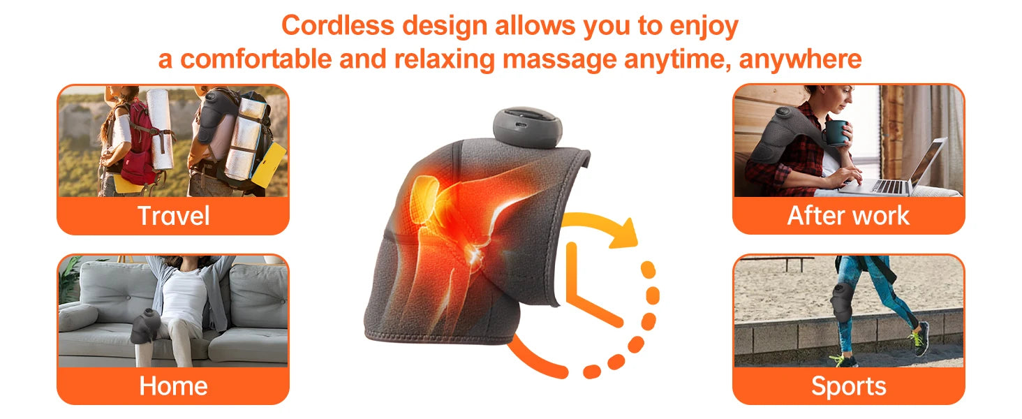 2PCS Cordless Knee Massager with Heat and Vibration for Knee Shoulder Elbow,Heated Knee Brace for Arthritis with Massage,Gifts