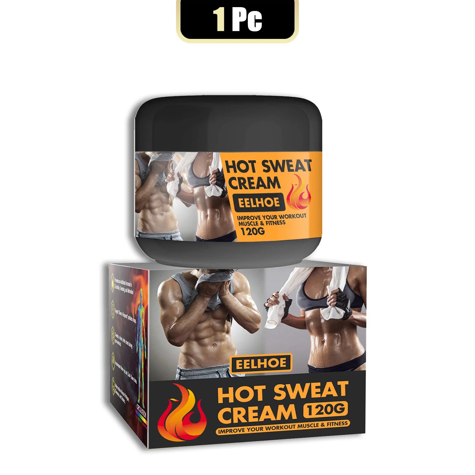 EELHOE Hot Sweat Cream 120g Fat Burning Tighten Abdominal Muscles Arms Legs Waist Fat Loss Firming Skin Natural Belly All Body