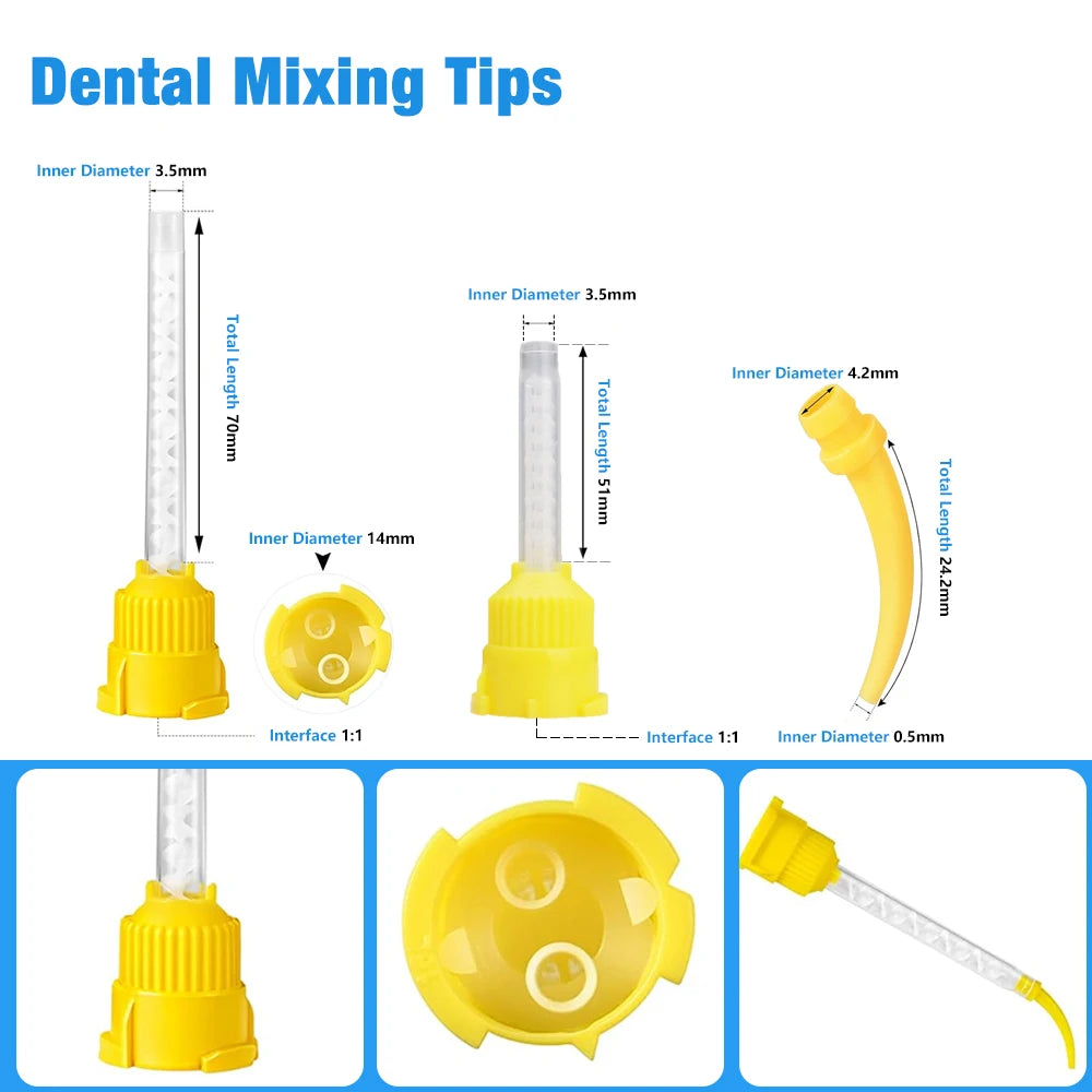 50/100PCS Dental Mixing Tips 1:1Dental materials for Lightweight Silicone Rubber Material Disposable Dental Supplies Mixing Tube