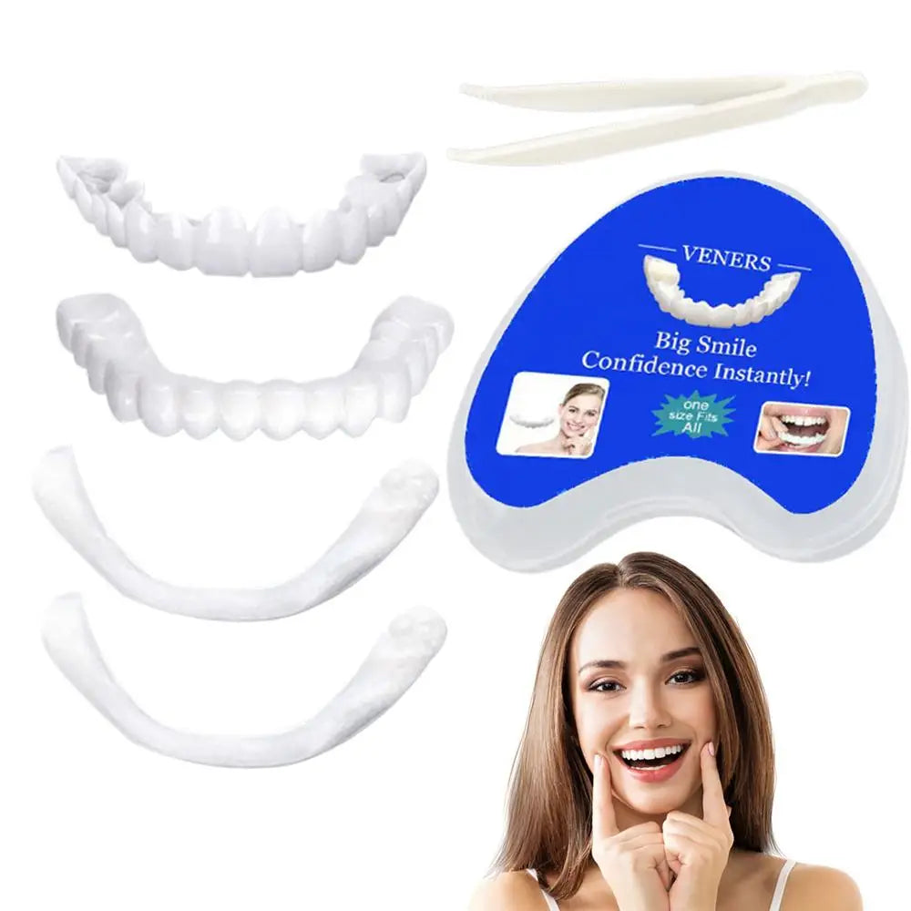 Silicone Upper/Lower Jaw Denture,Snap On Teeth Veneers Dentures, Teeth Whitening Fake Tooth Cover Snap On,Denture Fake Teeth