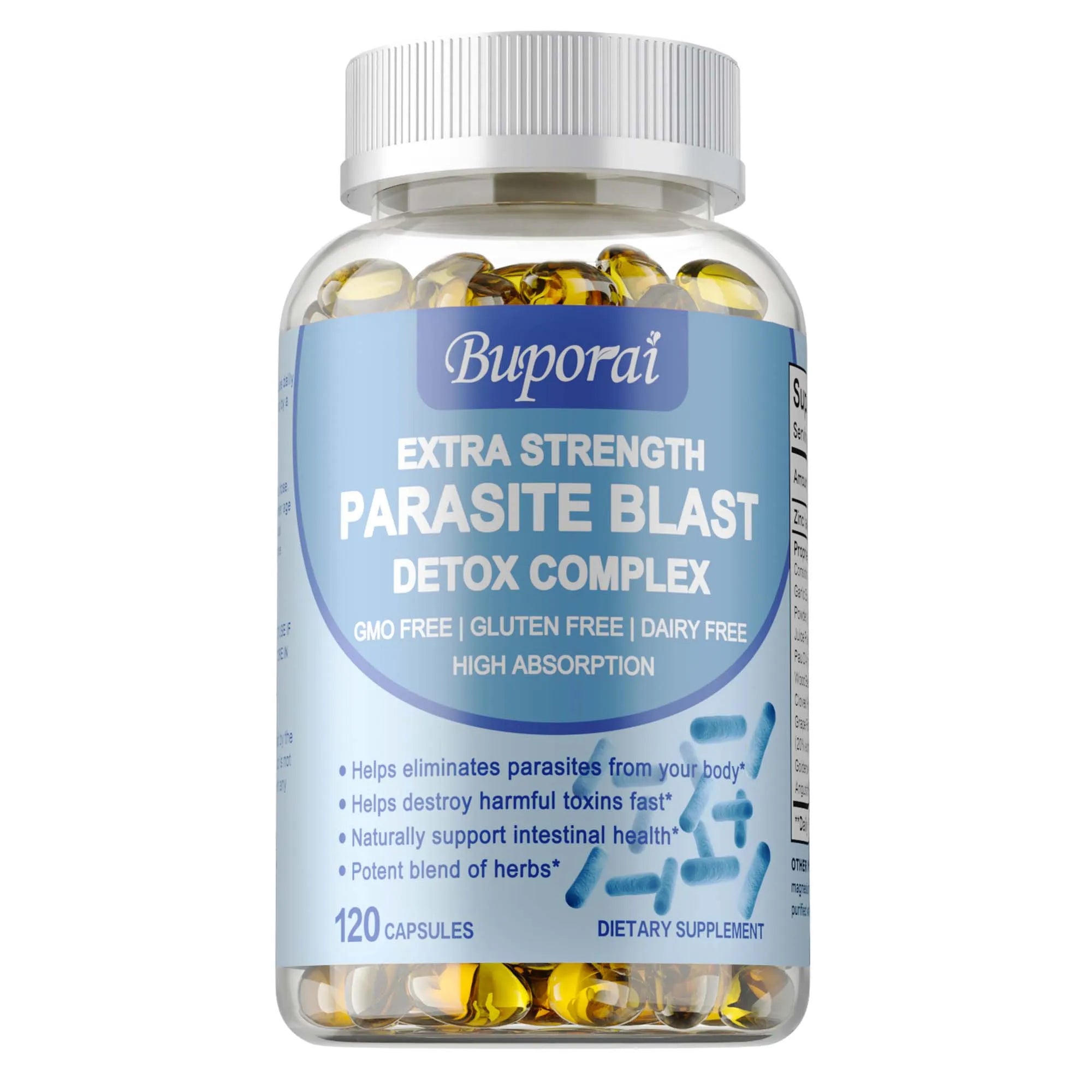 Parasite Blast Detox Complex - Eliminate Parasites, Cleanse The Intestines, Improve Digestion - 120 Capsules