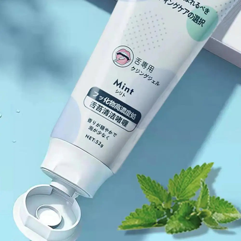 Tongue Coating Cleaning Gel Oral Care Fresh Breath Tongue Scraper Toothbrush Two-in-One Brush Gel Paste Gentle Natural Whitening