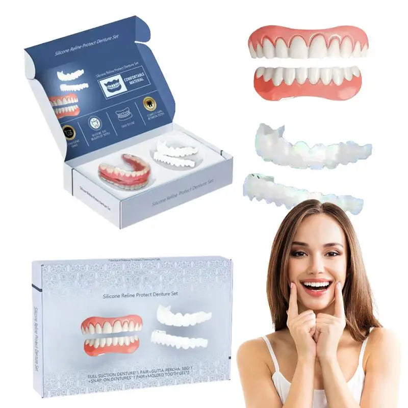 Denture Set False Teeth Top And Bottom Denture Solution Realistic False Teeth Professional Temporary Teeth Kit For Lovers