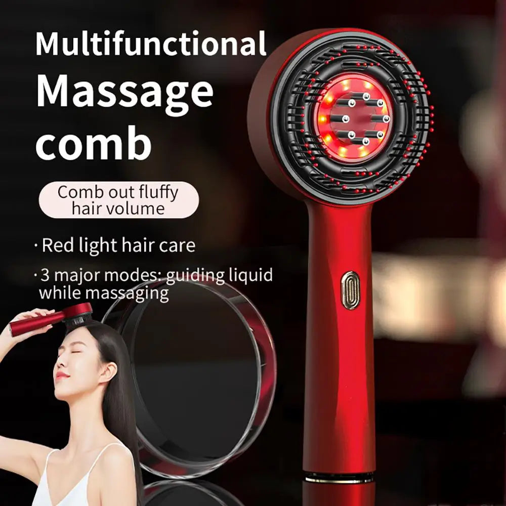 Electric Hair Massage Comb Vibration Microcurrent Scalp Massager Hair Growth Red Light Anti Hair Loss Receding Hairline Brush