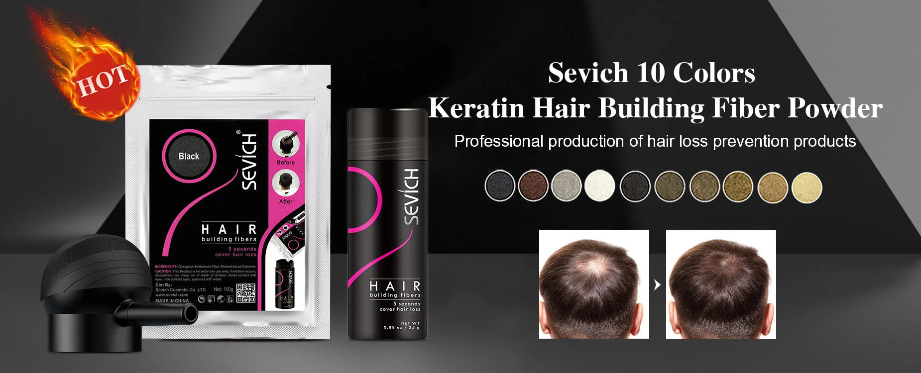 Sevich Hairline Powder Instantly Conceals Hair Loss Root Touch Up Powder Hair Loss Cover Up Hair Shadow Powder Black Hair Fibers