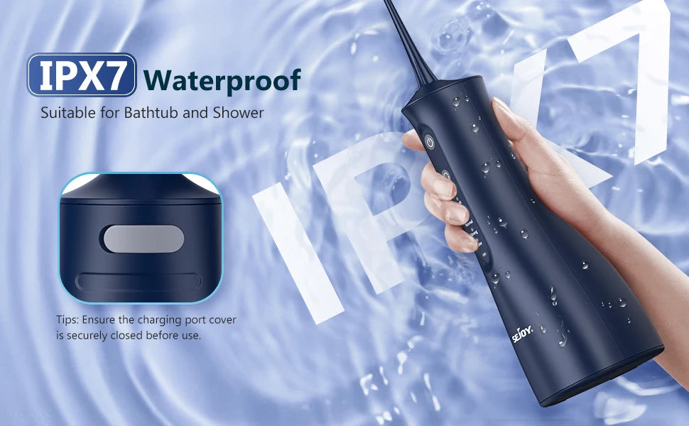 Sejoy Water Dental Flosser Oral Irrigator for Teeth 300ml Water Tank 5 Modes 5 Nozzels Teeth Cleaner Rechargeable Dental Floss
