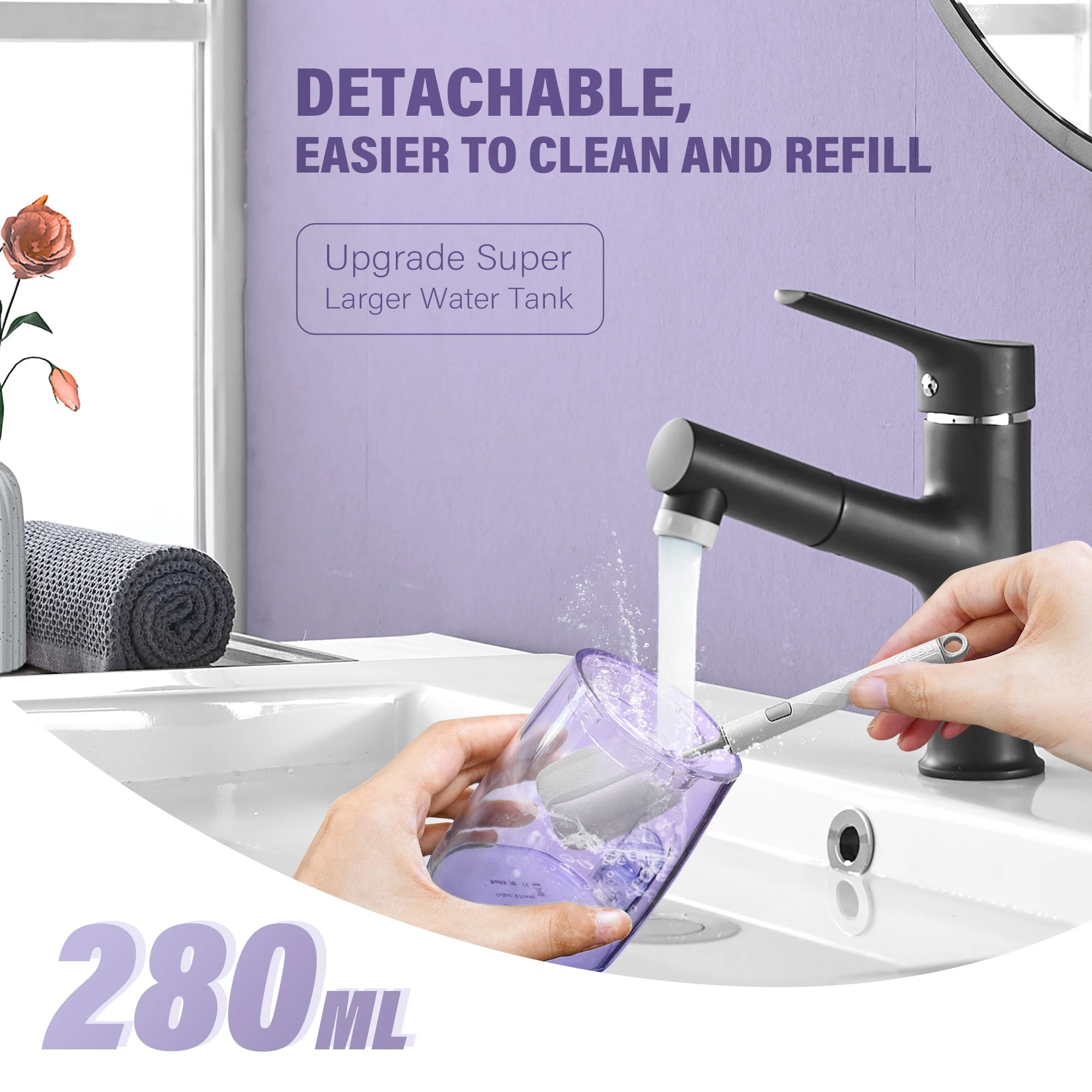Sejoy Oral Irrigator for Teeth Cleaning Water Flosser Dental Cordless USB Rechargeable 4 Modes Teeth Clean Portable for Travel