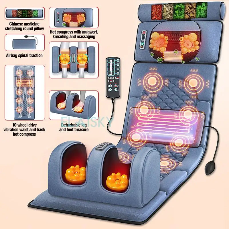 Massage Mattress Electric 110V-220V Vibrating Heating Infrared Massager Cushion For Neck Back Foot Full Body Pain Stress Relief