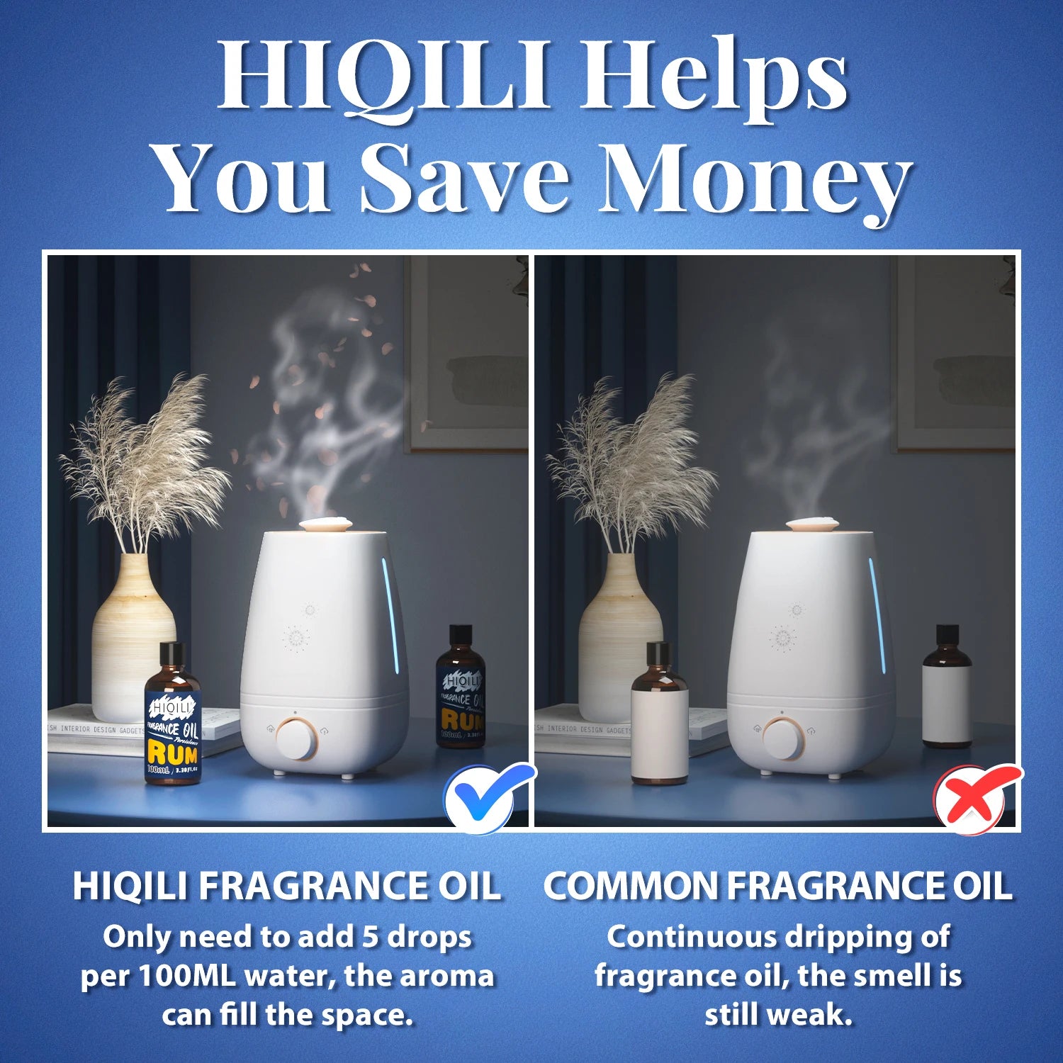 HIQILI 100ML Rum Fragrance Oil, 100% Pure Oil for Aromatherapy,Car Diffusion,Humidifier,DIY Candles and Soap Making