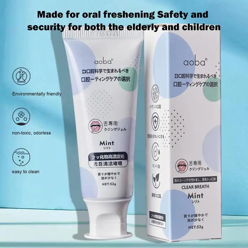 Tongue Coating Cleaning Gel Oral Care Fresh Breath Tongue Scraper Toothbrush Two-in-One Brush Gel Paste Gentle Natural Whitening