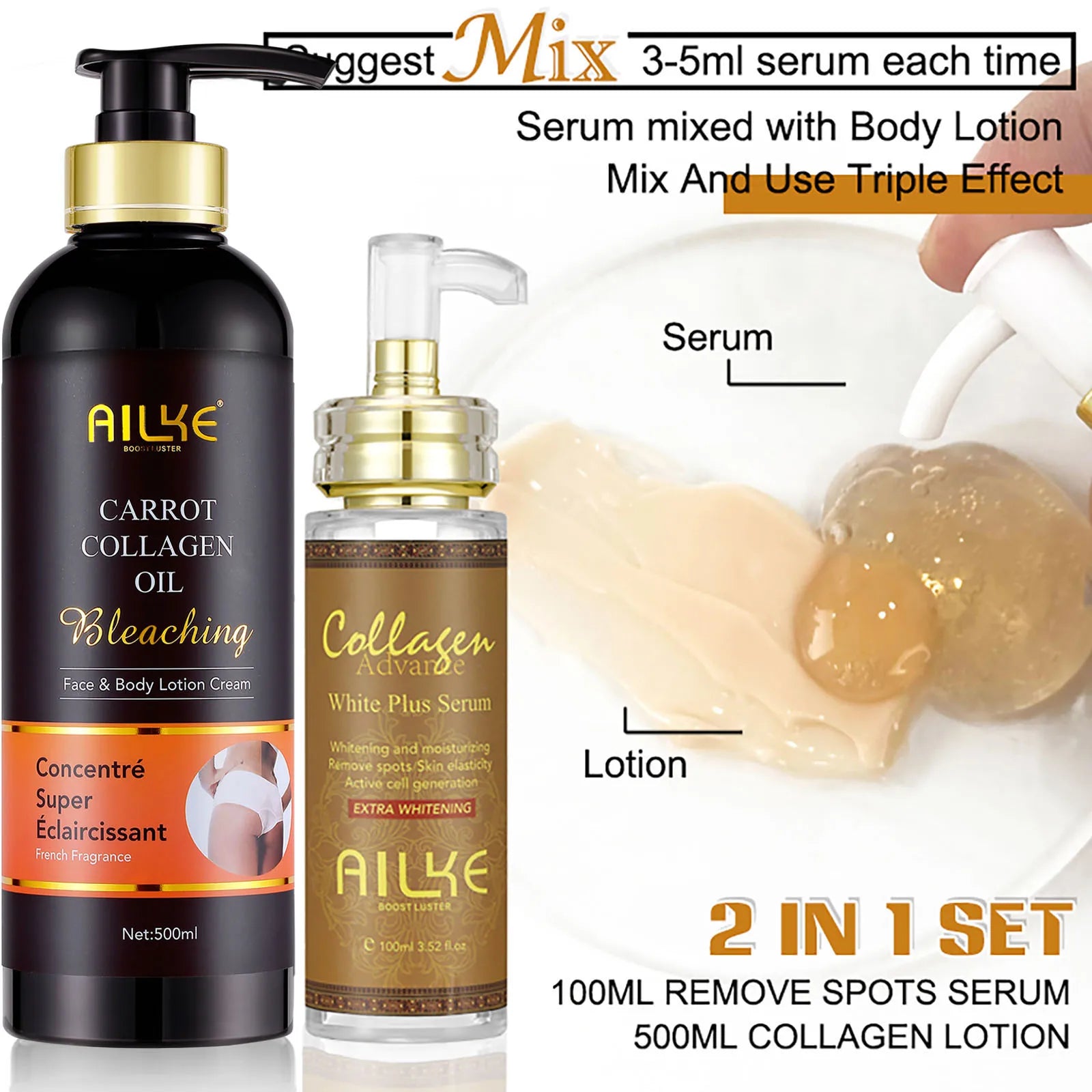 Collagen whitening essence, used for facial and body moisturizing, brightening skin, radiant skin, even black spots, age spots,
