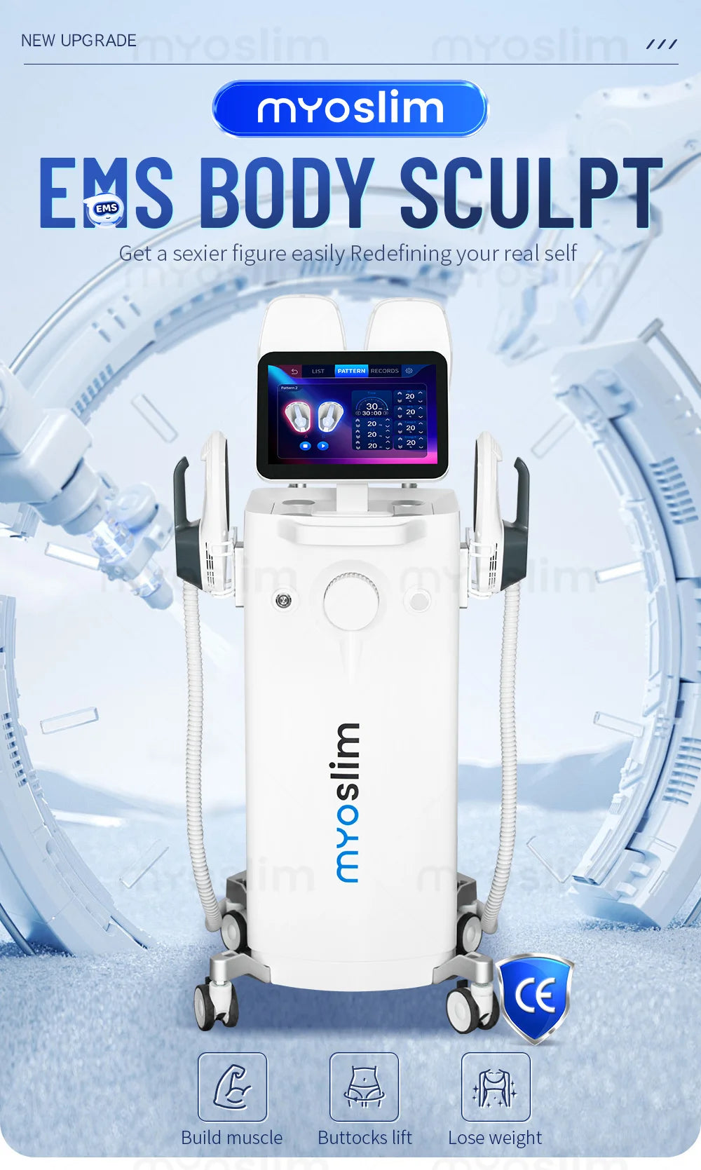Weight Loss Imaging Body Muscle Slimming Machine 6500W With 4 Handles EMS Electromagnetic Stimulating