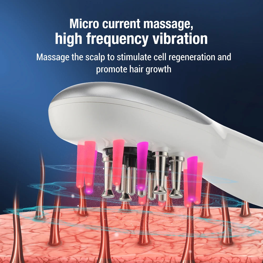 Electric Hair Massage Comb Vibration Microcurrent Scalp Massager Hair Growth Red Light Anti Hair Loss Receding Hairline Brush