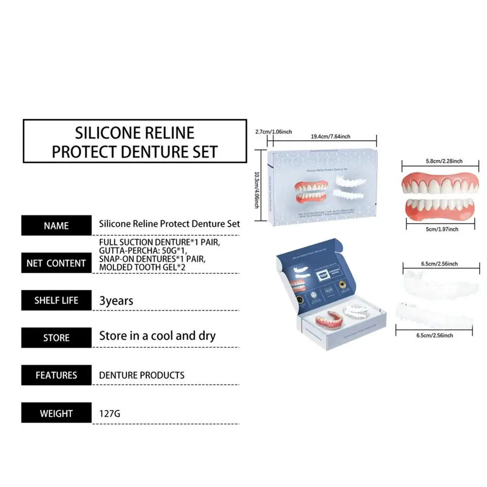 Denture Set False Teeth Top And Bottom Denture Solution Realistic False Teeth Professional Temporary Teeth Kit For Lovers