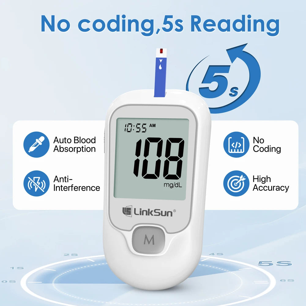 Blood Glucose Meter LinkSun G-425-3 Glucometer 50/100pcs Diabetes Tester Blood Sugar Monitor Digital Glucosemeter Complete Kit