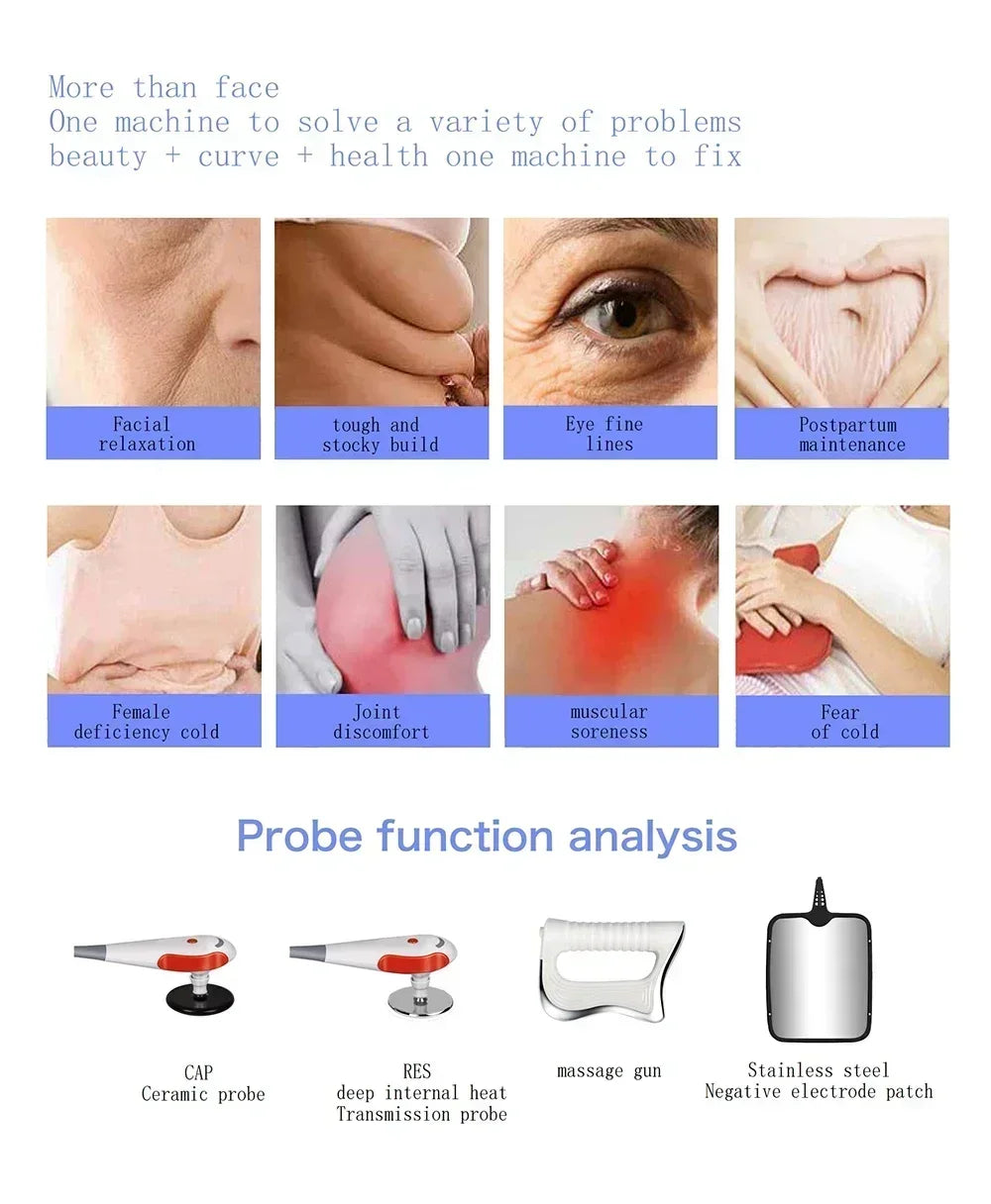 Portable 448KHZ Tecar Therapy RET CET Diathermy Body Sliming Machine Pain Relief Skin Tightening Deep Care 2024 NEW Massager