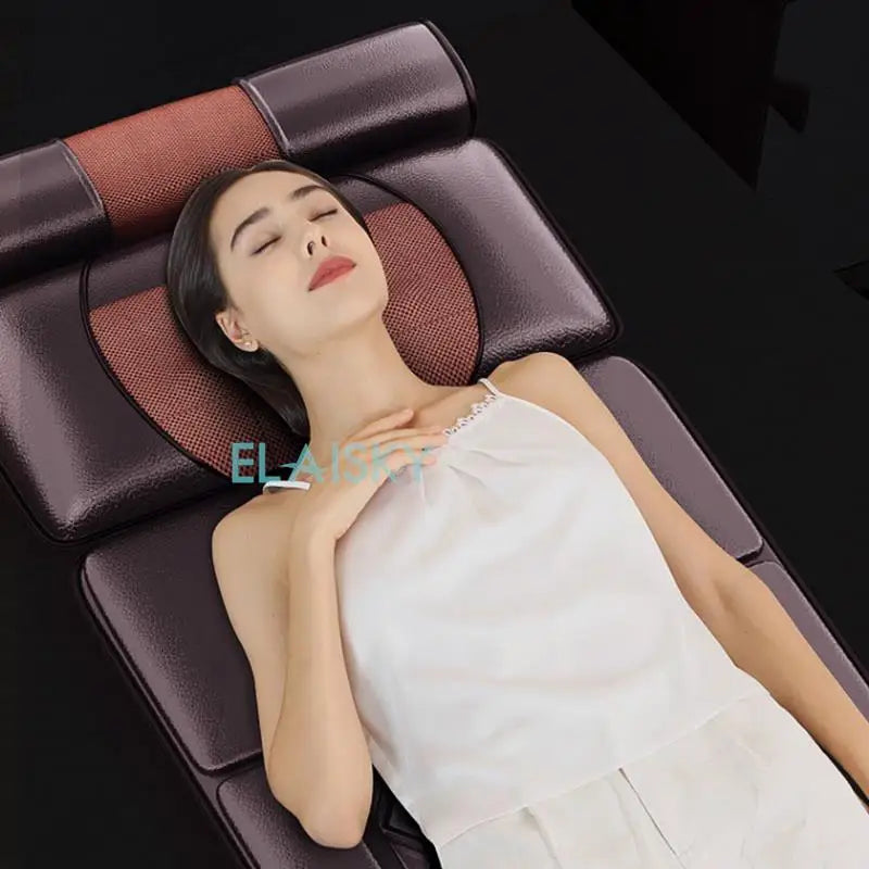 Massage Mattress Electric 110V-220V Vibrating Heating Infrared Massager Cushion For Neck Back Foot Full Body Pain Stress Relief