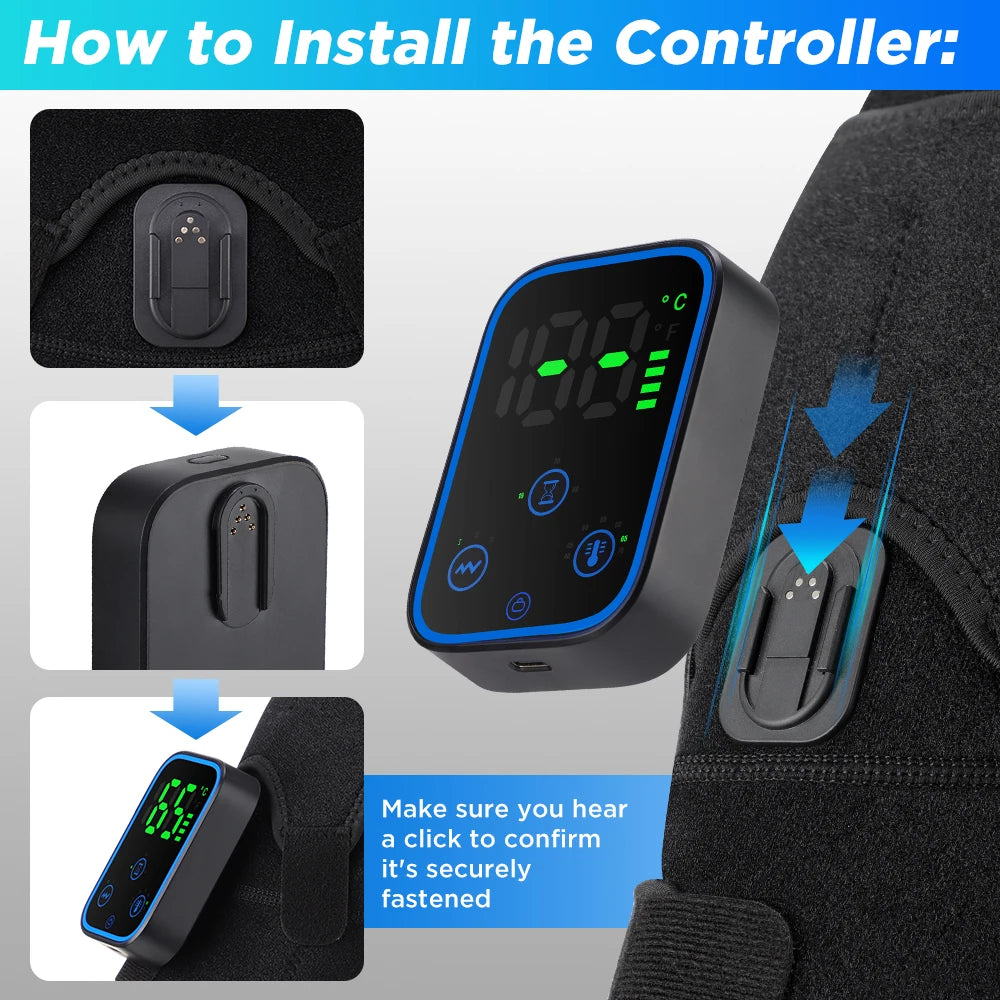 Shoulder Heating Pad With Massage 6 Adjustable Temperature HF Vibration Relax Muscle Brace Wireless Control for IOS/Android