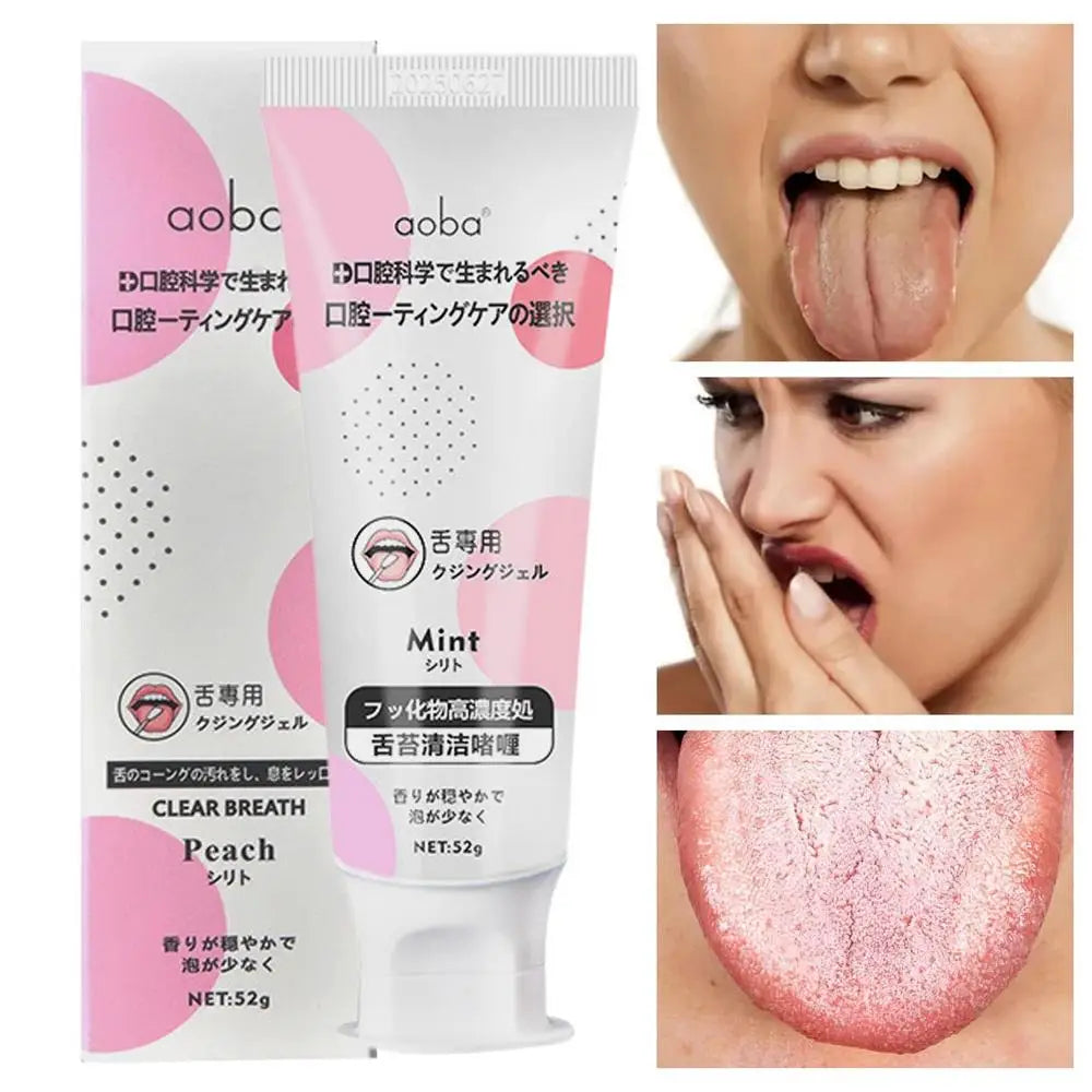 Tongue Coating Cleaning Gel Oral Care Fresh Breath Tongue Scraper Toothbrush Two-in-One Brush Gel Paste Gentle Natural Whitening