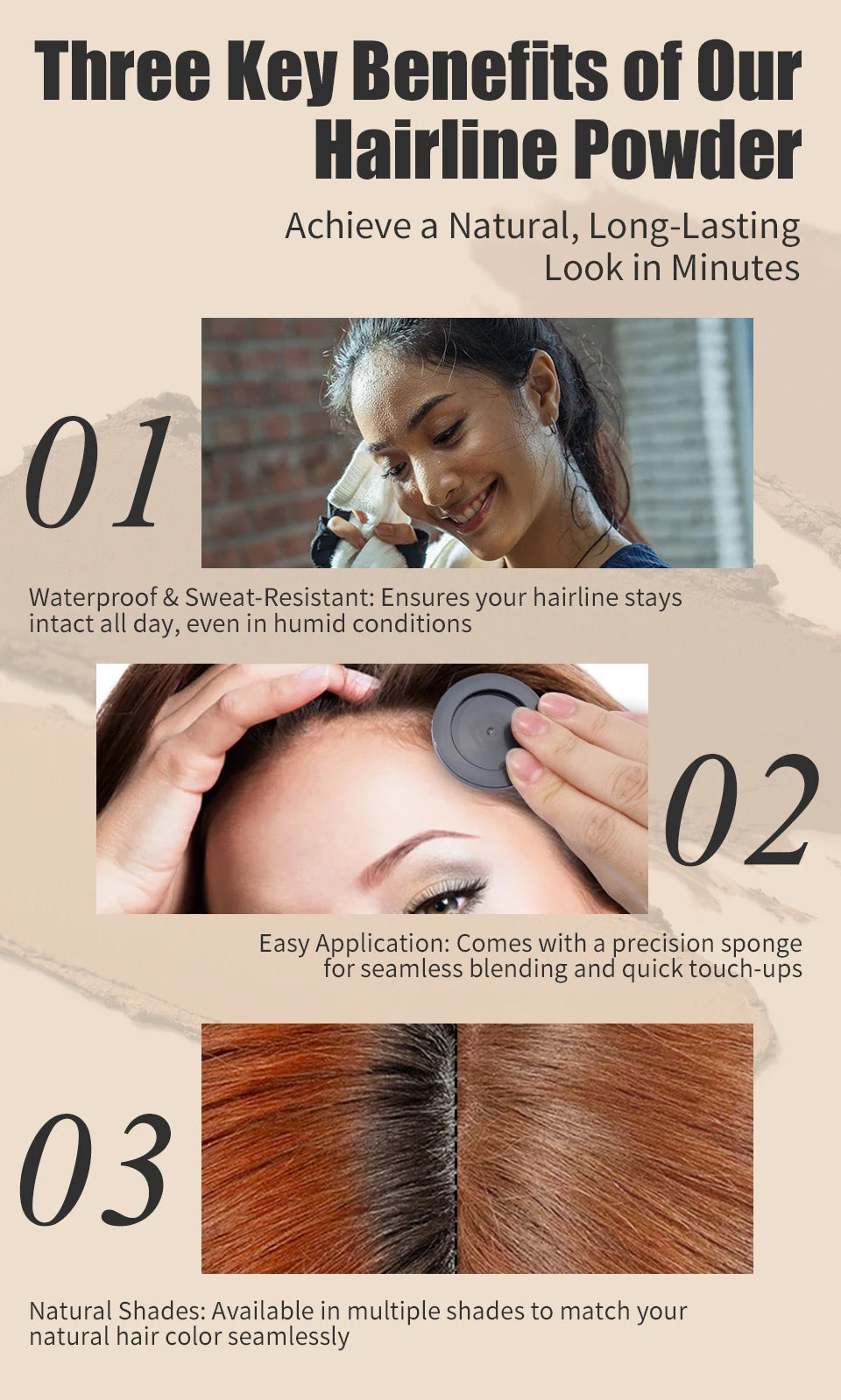 Sevich Hairline Powder Instantly Conceals Hair Loss Root Touch Up Powder Hair Loss Cover Up Hair Shadow Powder Black Hair Fibers