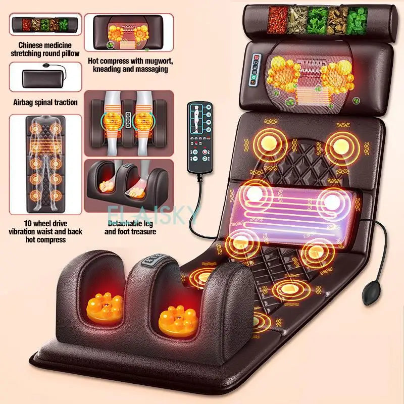Massage Mattress Electric 110V-220V Vibrating Heating Infrared Massager Cushion For Neck Back Foot Full Body Pain Stress Relief