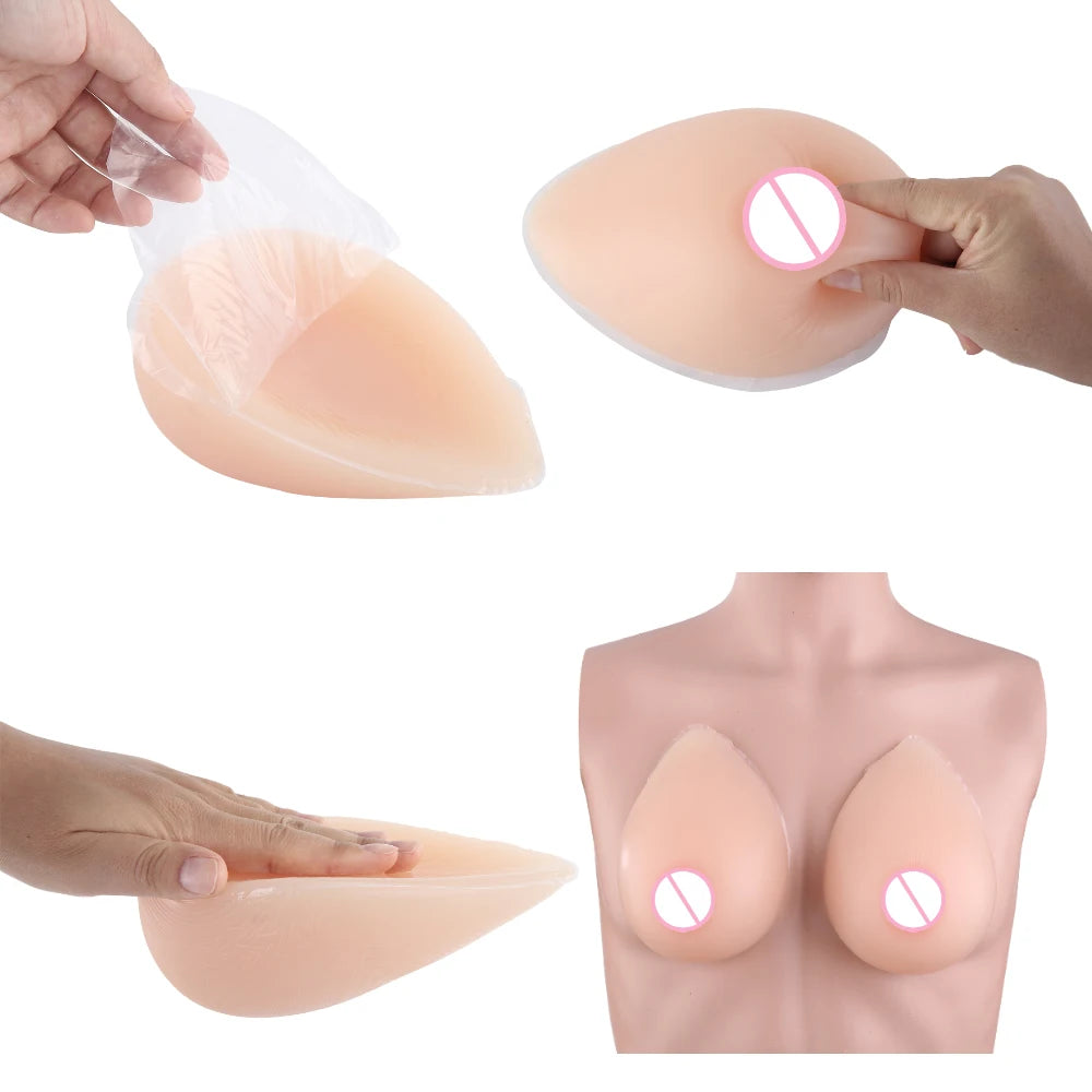 IVITA 1 Pair Realistic Self-adhesive Silicone Fake Breasts Form Fake Boobs for Crossdresser Prosthesis Transgender Cosplay