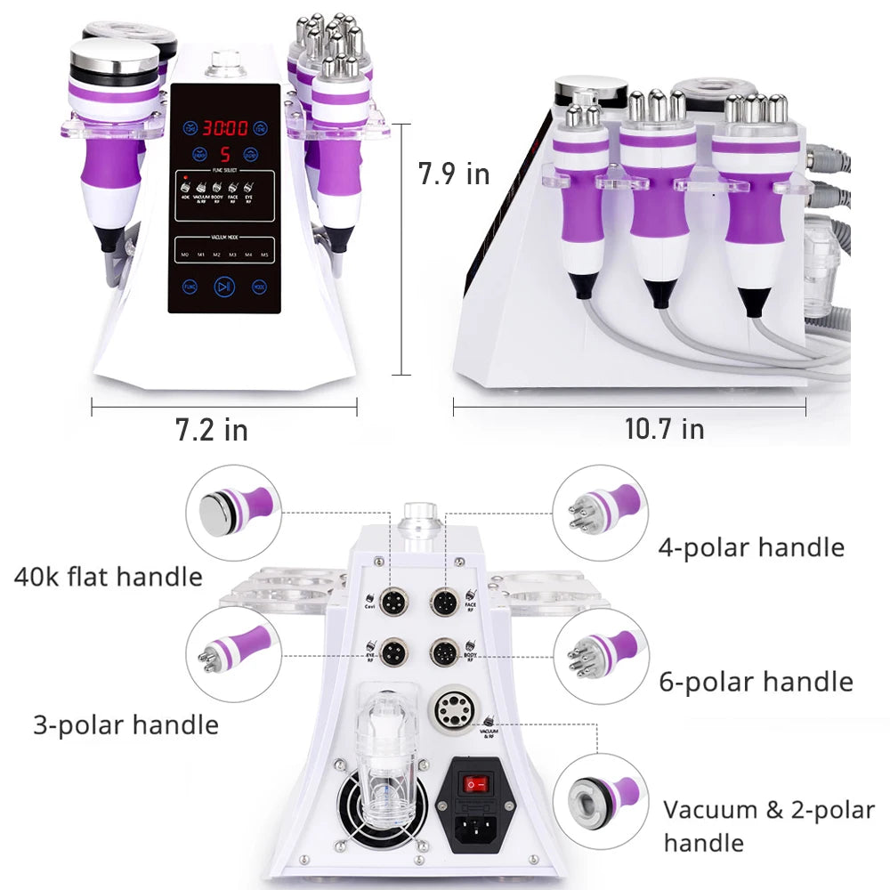 5 in 1 Ultrasonic 40K Cavitation Vacuum Fat Loss Body Shaping Machine Remove Wrinkle Refared Beauty Device Home Use Anti Celluli