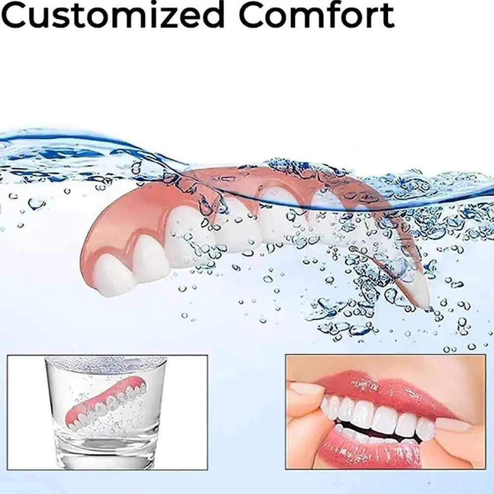 Silicone Denture Set False Teeth Silicone Upper Lower Veneers Denture Silicone Liners Soft Denture Kit Men Women Dental Patches