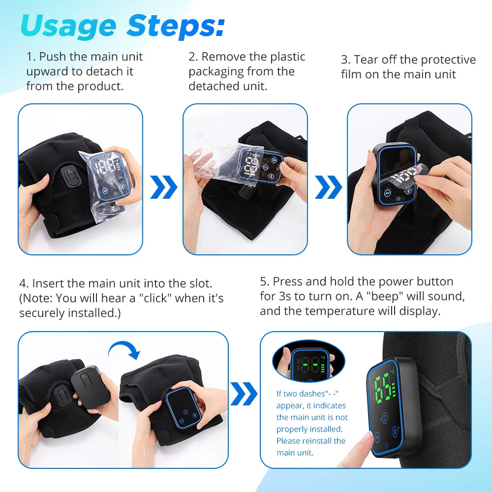 Shoulder Heating Pad With Massage 6 Adjustable Temperature HF Vibration Relax Muscle Brace Wireless Control for IOS/Android