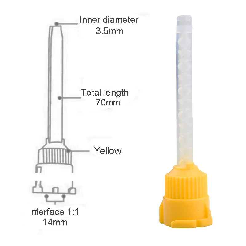 New 50pcs/pack Dental Materials Dentistry Silicone Rubber Conveying Mixing Head Disposable Impression Nozzles Mixing Tube