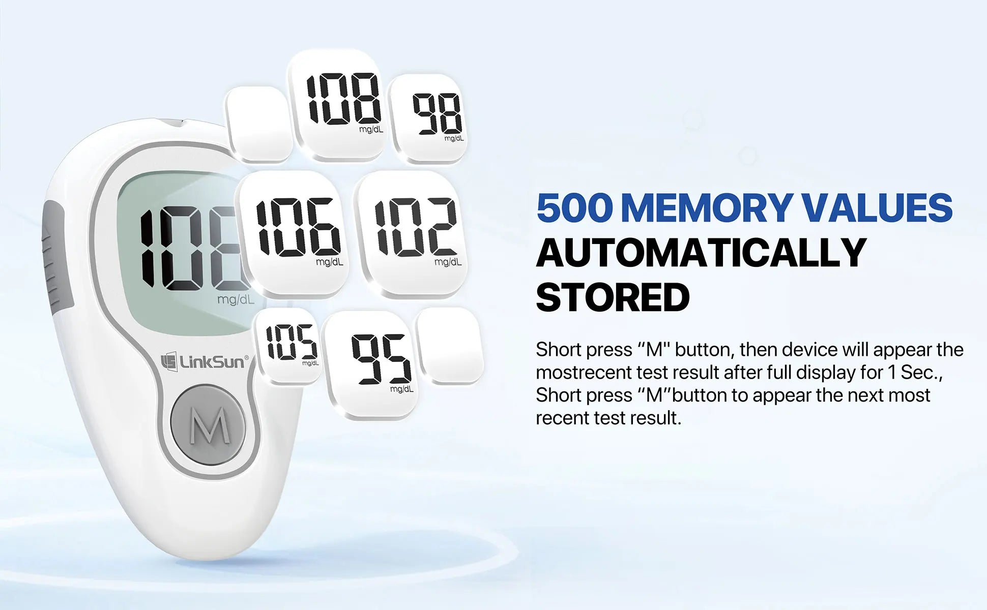 G-425-3 LinkSun Blood Glucose Meter Glucometer Complete Kit Diabetes Accessories Finger Blood Digital Glucose Sugar Test Machine