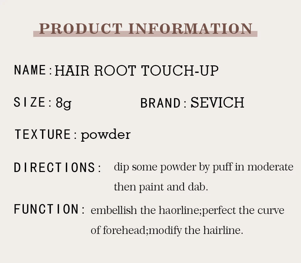 SEVICH Waterproof Hair Line Powder 8g Edge Control Hair Root Cover Up Repair Hair Line Shadow Makeup Unisex Instantly 4 Color